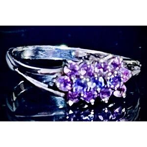 Amethyst & Tanzanite Sterling Silver Ring – Size 6
